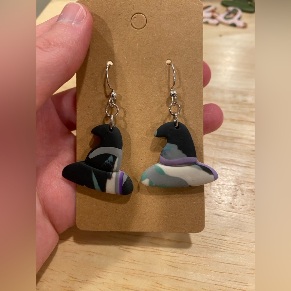 Supercute Polymer Clay Witch Hat Earrings